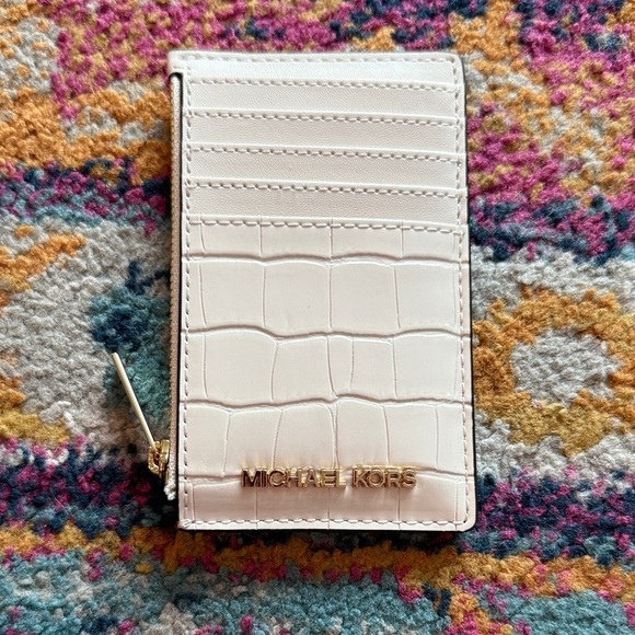 Michael Kors Handbags - Michael Kors Cream Crocodile Pattern Card Holder
